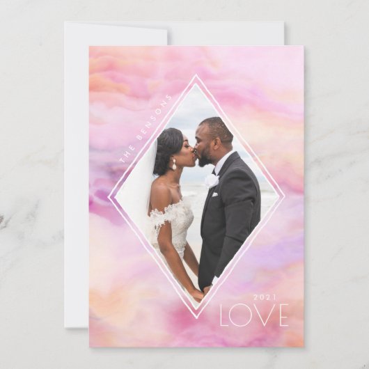 Waterverf Diamond Peach roze Paars Agate Feestdagenkaart (Voorkant)