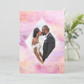 Waterverf Diamond Peach roze Paars Agate Feestdagenkaart (Staand voorkant)