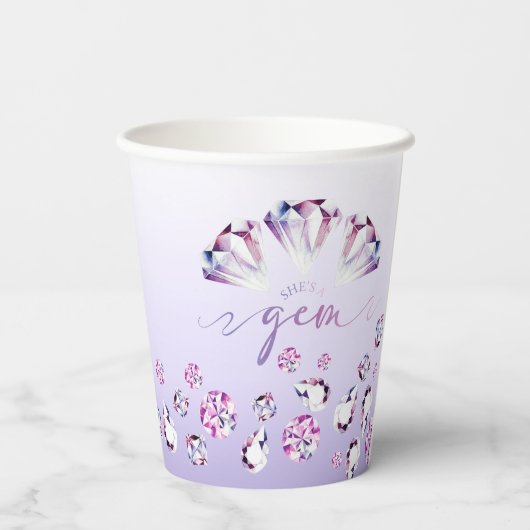Waterverf Diamond Ze is een Gem Verjaardagspapier  Papieren Bekers (Achterkant)