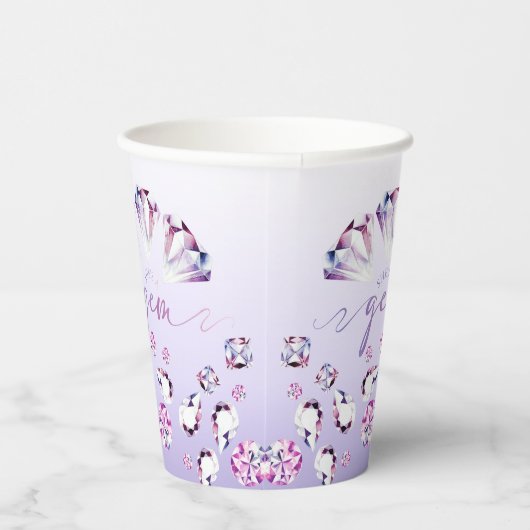 Waterverf Diamond Ze is een Gem Verjaardagspapier  Papieren Bekers (Rechts)