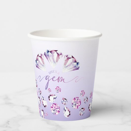 Waterverf Diamond Ze is een Gem Verjaardagspapier  Papieren Bekers (Voorkant)