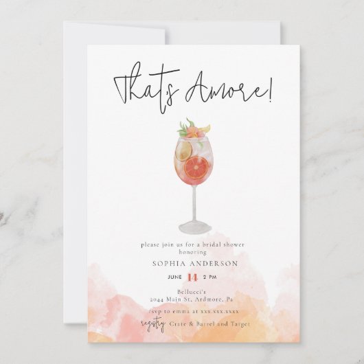 Waterverf die Amore Spritz Vrijgezellenfeest is Kaart (Voorkant)