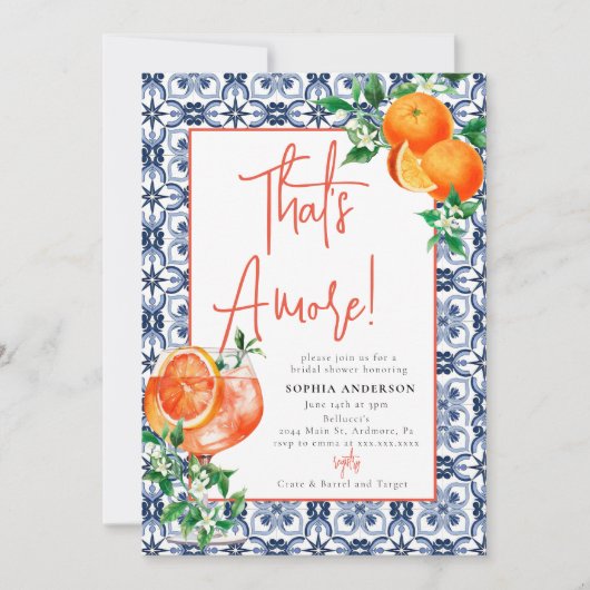 Waterverf die Amore Spritz Vrijgezellenfeest is Kaart (Voorkant)