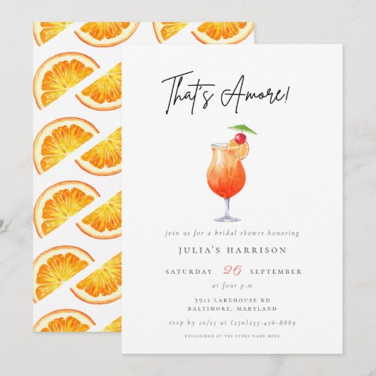 Waterverf die Amore Spritz Vrijgezellenfeest is Kaart (Voorkant / Achterkant)