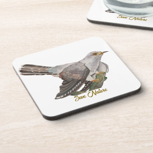 Waterverf die een koekoek schildert bier onderzetter (Linkerzijde)