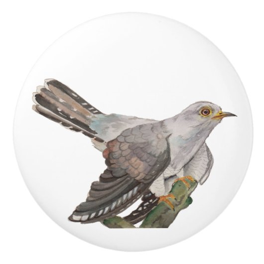 Waterverf die een koekoek schildert keramische knop (Voorkant)