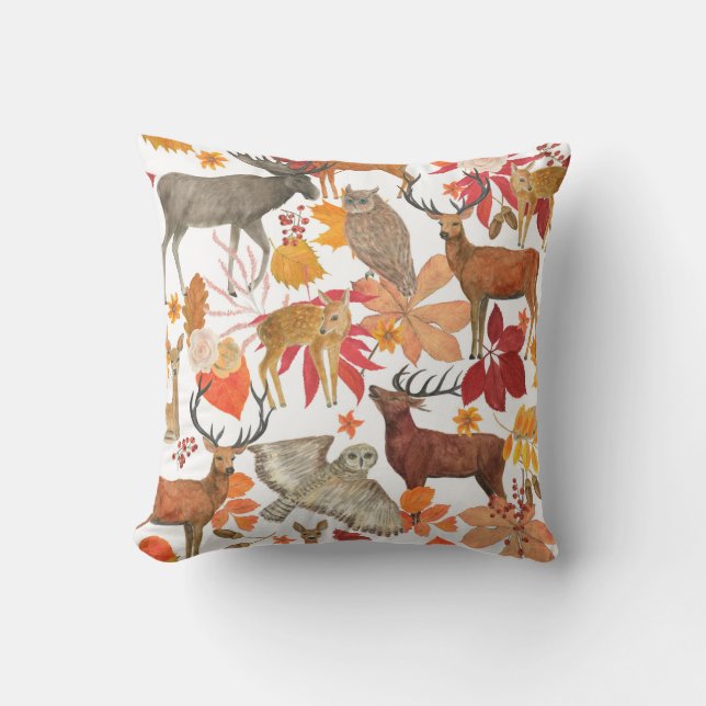 Waterverf die herfstbossen schildert met achtergro kussen (Voorkant)