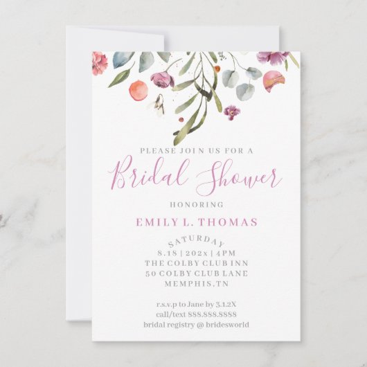 Waterverf die het Vrijgezellenfeest van de bloemen Kaart (Voorkant)