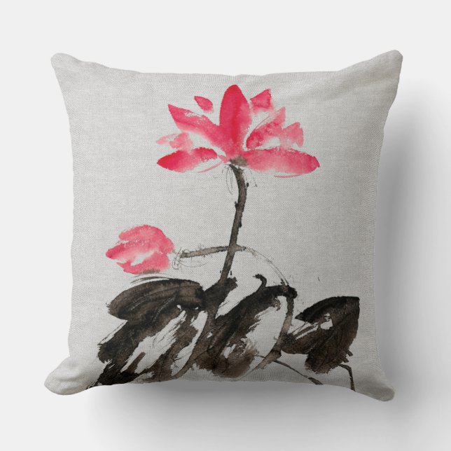  Waterverf die Lotus Flowers schilderen Drow Pi Kussen (Voorkant)