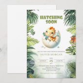 Waterverf die snel uitkomt Dinosaurus baby shower Kaart (Voorkant / Achterkant)