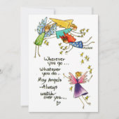 Waterverf die vier kleurrijke engelen tekent , sta feestdagenkaart (Voorkant)