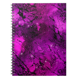 Waterverf Diep Roze & Zwarte Marmer Galaxy Notitieboek
