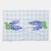 Waterverf Diepblauwe Delphinium Lichtblauwe Gingha Theedoek (Horizontaal)