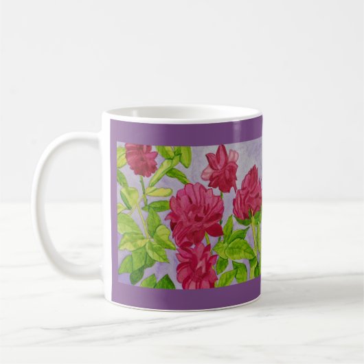 Waterverf Diepe roze rozen Koffiemok (Links)