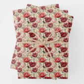 Waterverf dieprode blush tulpen Narcissus Spring Inpakpapier Vel (In situ)