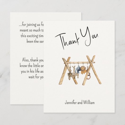  Waterverf Dier Baby Gym Baby shower Bedankkaart (Voorkant / Achterkant)