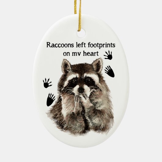 Waterverf Dier met schattige gezegden Raccoons Keramisch Ornament (Achterkant)
