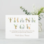 Waterverf Dieren Baby shower Dank u kaart (Staand voorkant)