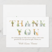 Waterverf Dieren Baby shower Dank u kaart (Voorkant / Achterkant)