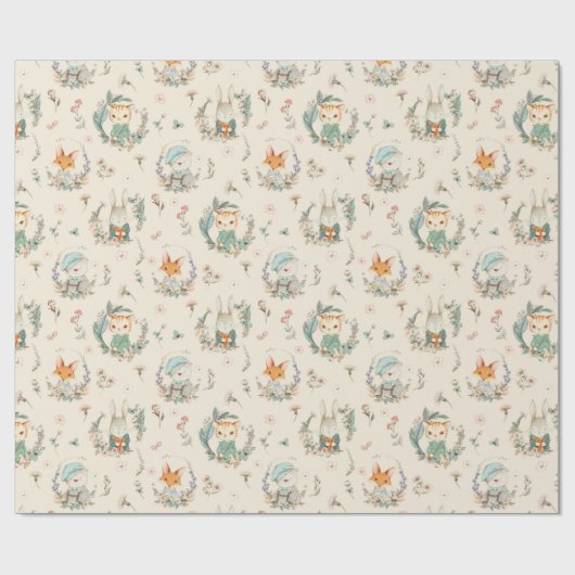 Waterverf  dieren cadeaupapier (Vlak)