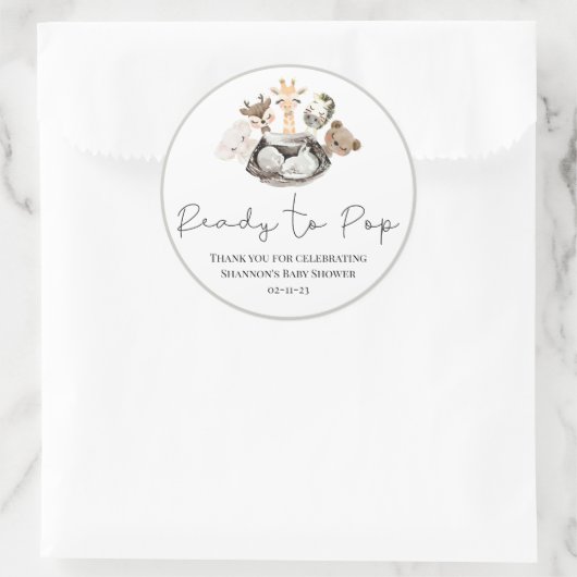 Waterverf dieren Faux modern Gold Baby shower Ronde Sticker (Tas)