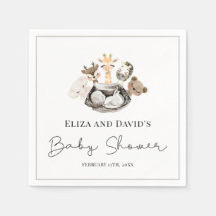 Waterverf dieren Faux modern Gold Baby shower Servet