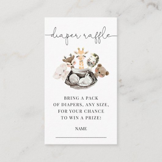 Waterverf Dieren Faux Modern Gold Diaper Raffle Informatiekaartje (Voorkant)