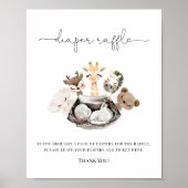Waterverf Dieren Faux Modern Gold Diaper Raffle Poster (Voorkant)