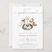 Waterverf Dieren Faux Modern Gold Gender onthullin Kaart (Voorkant)