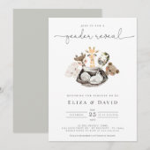 Waterverf Dieren Faux Modern Gold Gender onthullin Kaart (Voorkant / Achterkant)