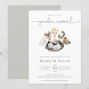 Waterverf Dieren Faux Modern Gold Gender onthullin Kaart