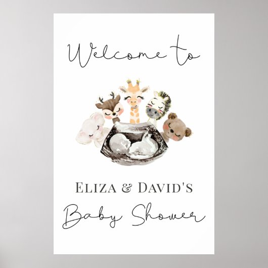 Waterverf Dieren Faux Modern Gold Welkom Poster (Voorkant)