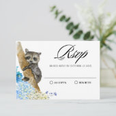 Waterverf Dieren Floral wildlife RSVP Kaartje (Staand voorkant)