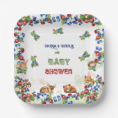 Waterverf Dieren Groen Berry Baby shower Papieren Bordje (Voorkant)