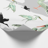 Waterverf dieren - Heron, vogels, blauw, groen Cadeaupapier (Hoek)