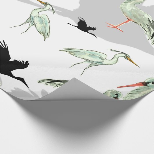 Waterverf dieren - Heron, vogels, blauw, groen Cadeaupapier (Hoek)