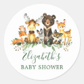 Waterverf Dieren in het Bos Baby Shower Zegels (Voorkant)