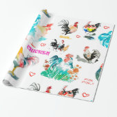 Waterverf Dieren - Kippen, exotisch, rooster Cadeaupapier (Uitgerold)