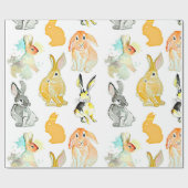 Waterverf Dieren - Konijnen, lange oorten, bunny Cadeaupapier (Vlak)