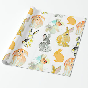 Waterverf Dieren - Konijnen, lange oorten, bunny Cadeaupapier