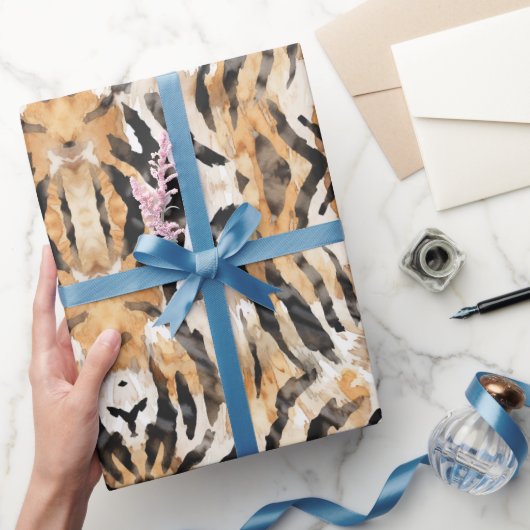 Waterverf Dieren skin print Safari thema Cadeaupapier (Geschenken)