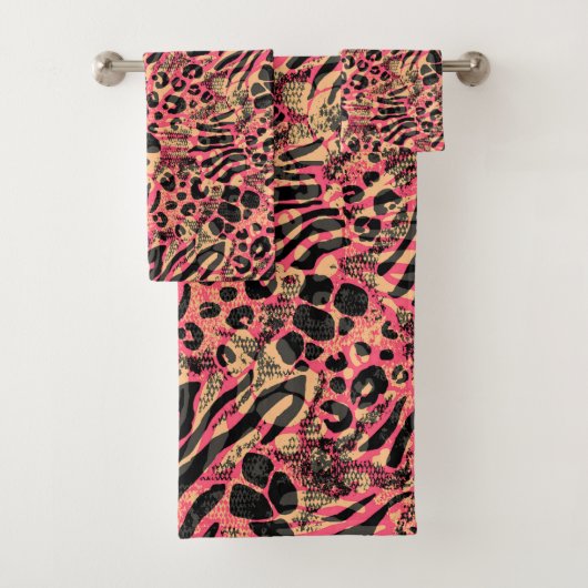 Waterverf Dierensafari Print Bad Handdoek (Insitu)