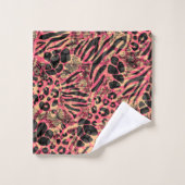 Waterverf Dierensafari Print Bad Handdoek (Wasdoekje)