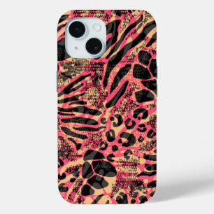 Waterverf Dierensafari Print iPhone 15 Case