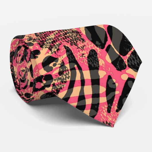 Waterverf Dierensafari Print Stropdas (Opgerold)