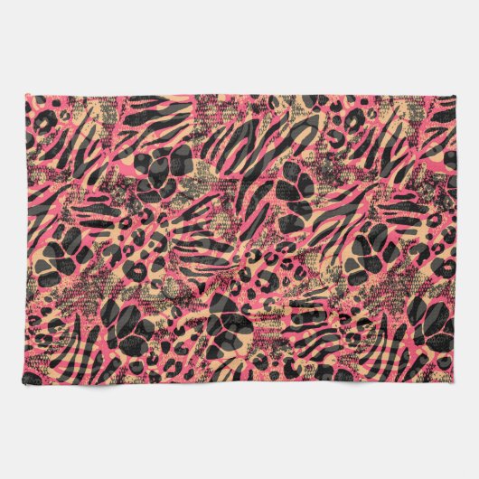 Waterverf Dierensafari Print Theedoek (Horizontaal)