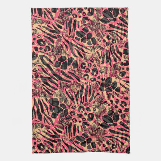 Waterverf Dierensafari Print Theedoek (Verticaal)