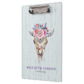 Waterverf Dierenschedel met knoppen en bloemetjes Klembord (Links)