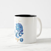 Waterverf dierentuin/astrologie tweekleurige koffiemok (Voorkant rechts)