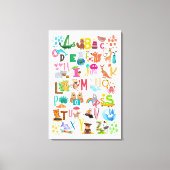 Waterverf Dierlijk Alfabet Schattig Educatief Canvas Afdruk (Voorkant)